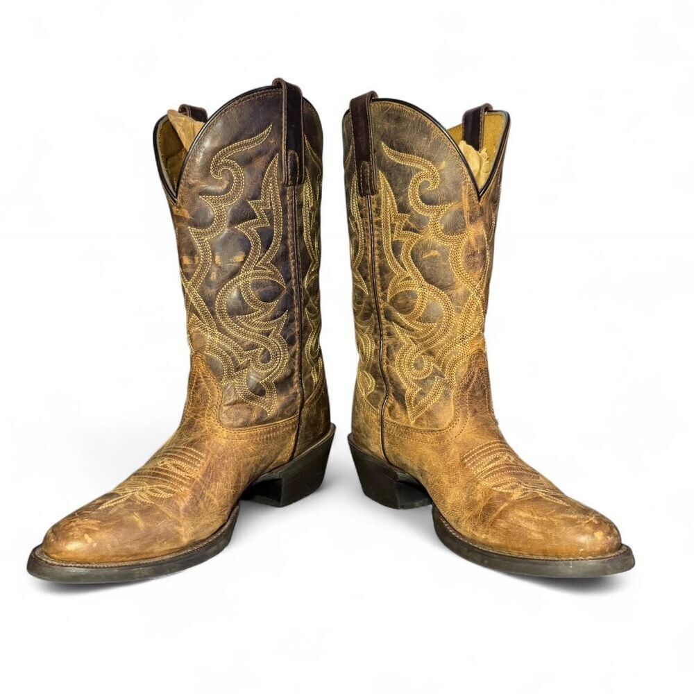 Laredo Women’s Maddie Brown leather distressed western cowboy boots Sz 7